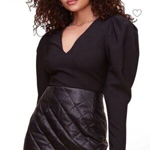 ASTR The Label black long puff sleeve bodysuit size L